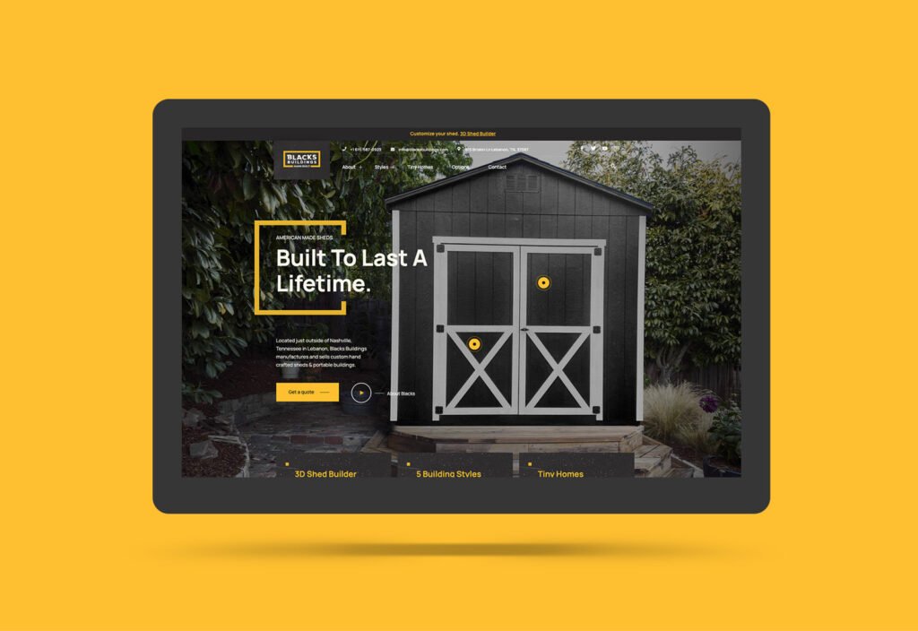 Blacks Buildings Tennessee shed company website homepage