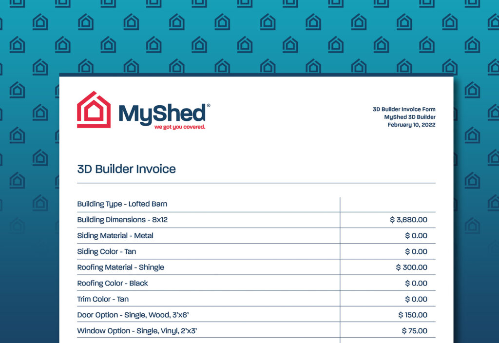 myshed portable building application 3d builder management invoice