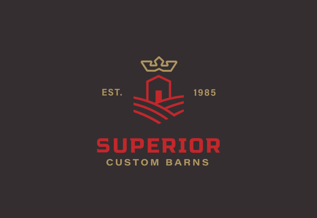 Superior Barns logo on dark background