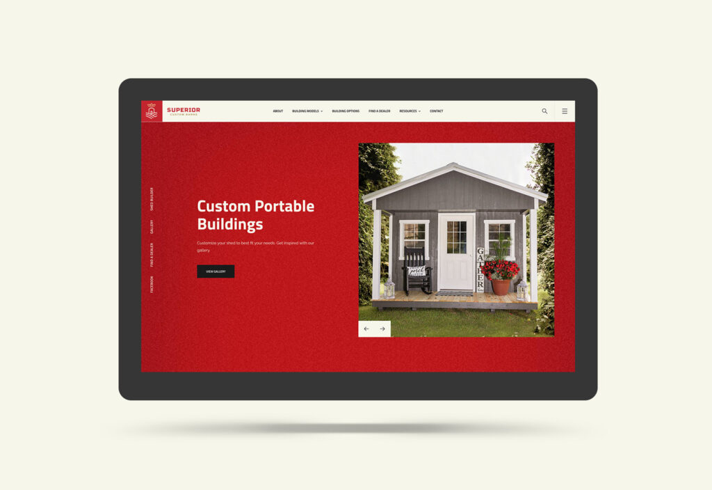 Superior Barns Website Homepage