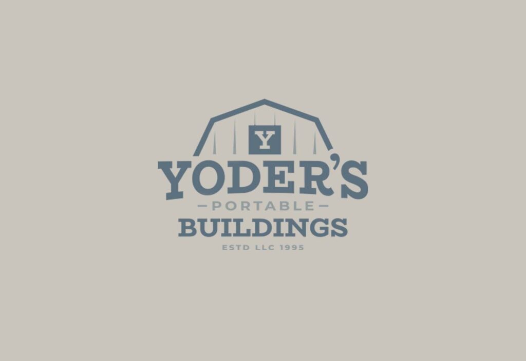 Yoder Portable Buildings logo tan background