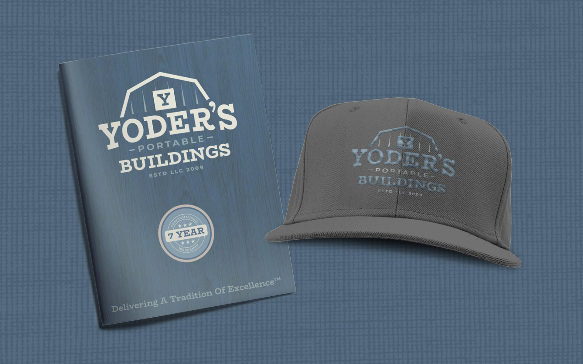 yoders portable buildings brochure and hat