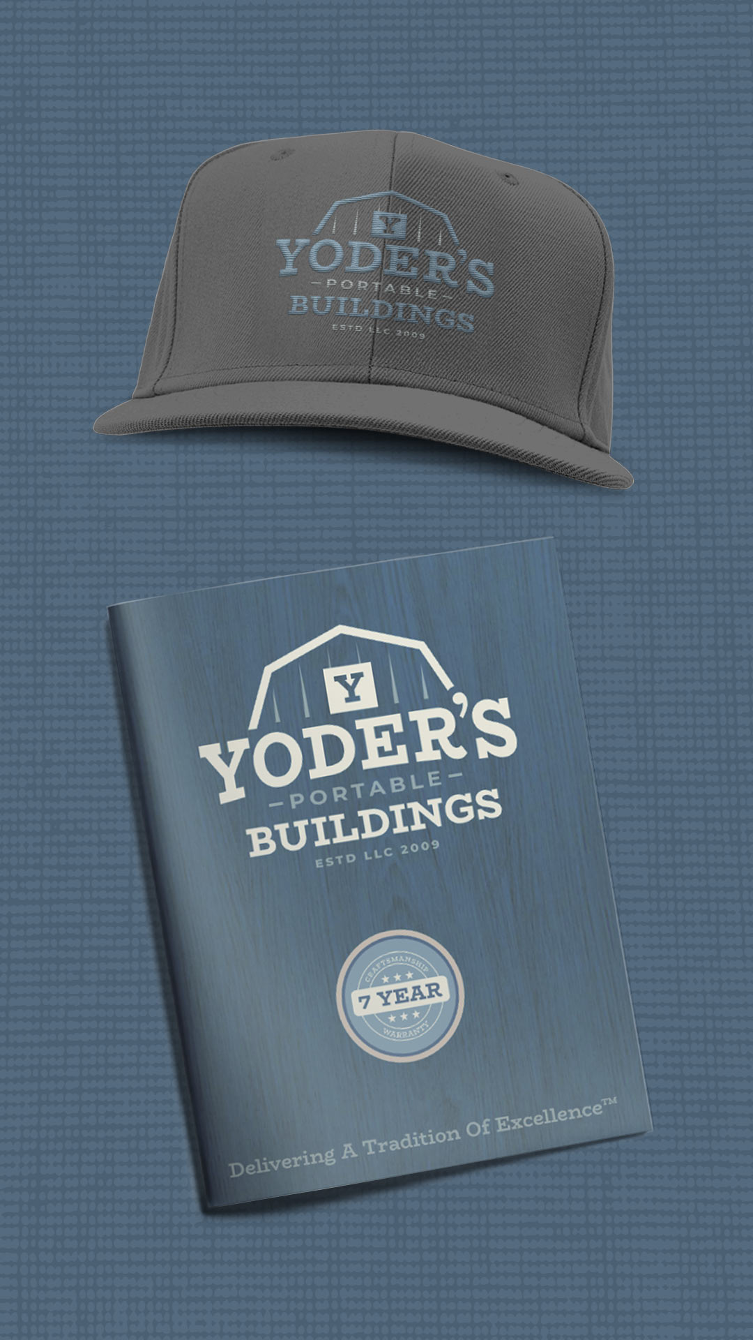 yoders portable buildings brochure and hat